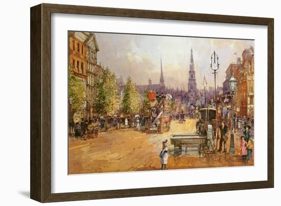 Cab Stand in the Strand-John White-Framed Giclee Print