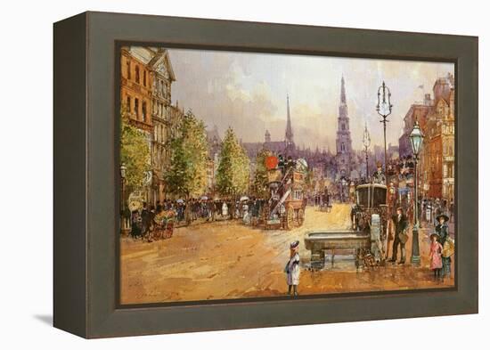 Cab Stand in the Strand-John White-Framed Premier Image Canvas