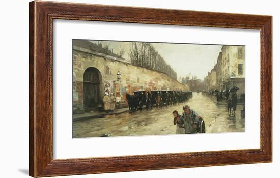 Cab Station, Rue Bonaparte, 1887-Frederick Childe Hassam-Framed Premium Giclee Print