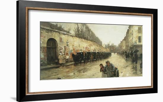 Cab Station, Rue Bonaparte, 1887-Frederick Childe Hassam-Framed Premium Giclee Print