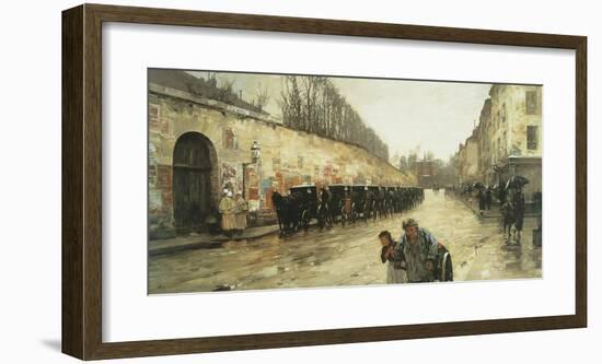 Cab Station, Rue Bonaparte, 1887-Frederick Childe Hassam-Framed Premium Giclee Print