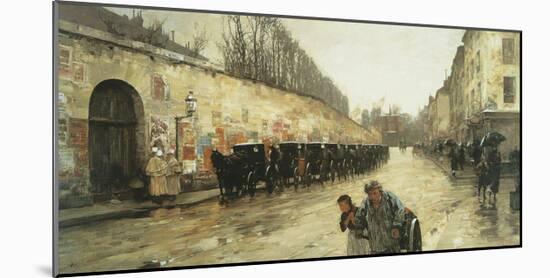 Cab Station, Rue Bonaparte, 1887-Frederick Childe Hassam-Mounted Premium Giclee Print