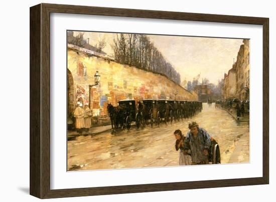 Cab Station, Rue Bonaparte, Paris, 1887-Childe Hassam-Framed Giclee Print