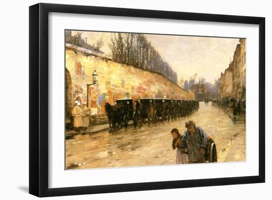 Cab Station, Rue Bonaparte, Paris, 1887-Childe Hassam-Framed Giclee Print