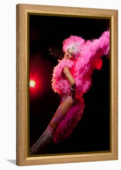 Cabaret Dancer Over Dark Background-Elena Efimova-Framed Premier Image Canvas