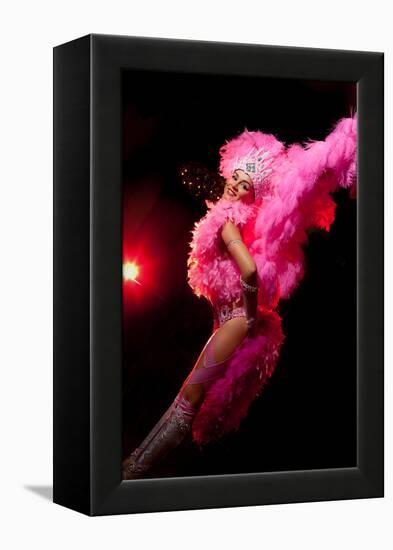 Cabaret Dancer Over Dark Background-Elena Efimova-Framed Premier Image Canvas