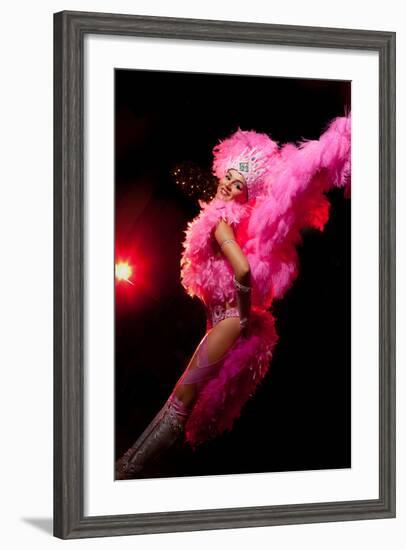 Cabaret Dancer Over Dark Background-Elena Efimova-Framed Photographic Print