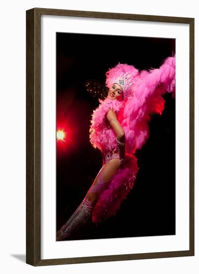 Cabaret Dancer Over Dark Background-Elena Efimova-Framed Photographic Print