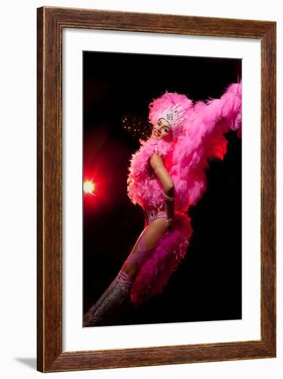 Cabaret Dancer Over Dark Background-Elena Efimova-Framed Photographic Print