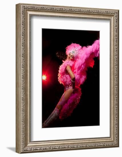 Cabaret Dancer Over Dark Background-Elena Efimova-Framed Photographic Print