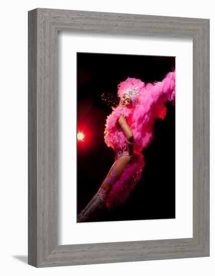 Cabaret Dancer Over Dark Background-Elena Efimova-Framed Photographic Print