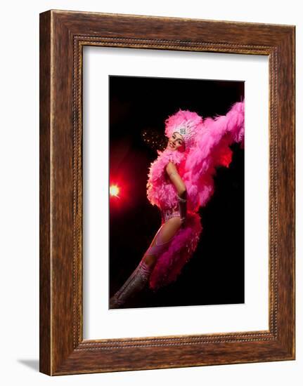 Cabaret Dancer Over Dark Background-Elena Efimova-Framed Photographic Print