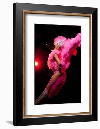 Cabaret Dancer Over Dark Background-Elena Efimova-Framed Photographic Print