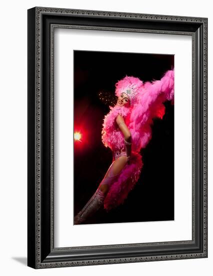 Cabaret Dancer Over Dark Background-Elena Efimova-Framed Photographic Print