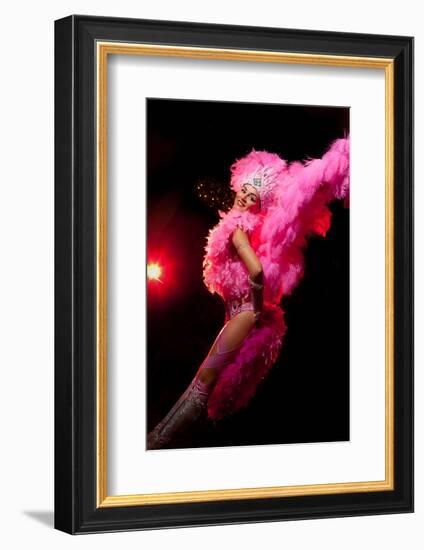 Cabaret Dancer Over Dark Background-Elena Efimova-Framed Photographic Print
