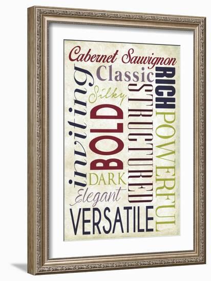 Cabernet Sauvignon Typography-Lantern Press-Framed Art Print