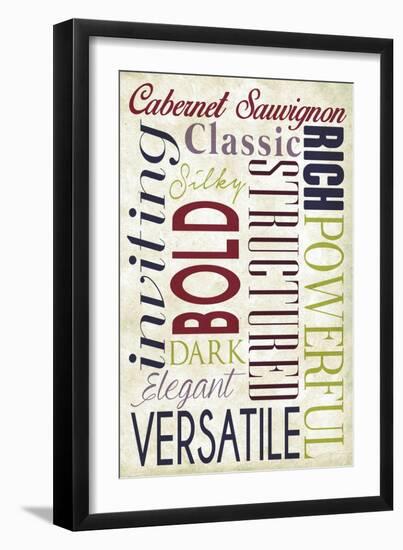 Cabernet Sauvignon Typography-Lantern Press-Framed Art Print