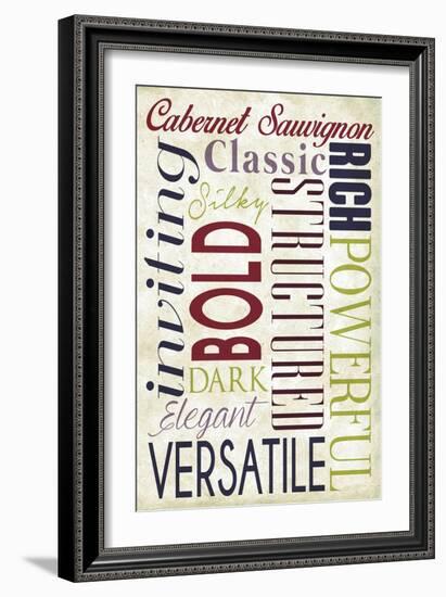 Cabernet Sauvignon Typography-Lantern Press-Framed Art Print