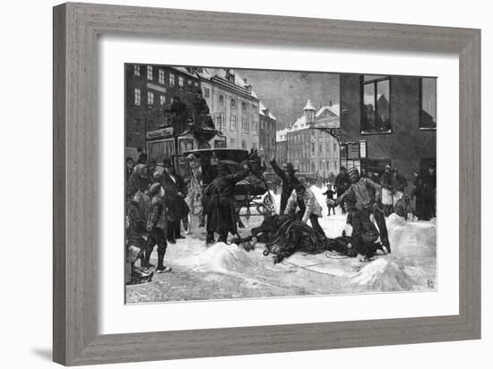 Cabhorse Slips on Ice-Erik Henningsen-Framed Art Print