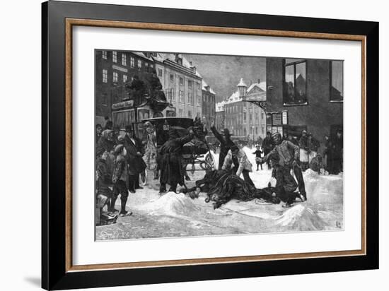 Cabhorse Slips on Ice-Erik Henningsen-Framed Art Print