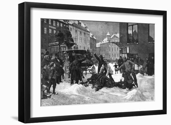 Cabhorse Slips on Ice-Erik Henningsen-Framed Art Print