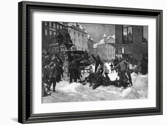 Cabhorse Slips on Ice-Erik Henningsen-Framed Art Print