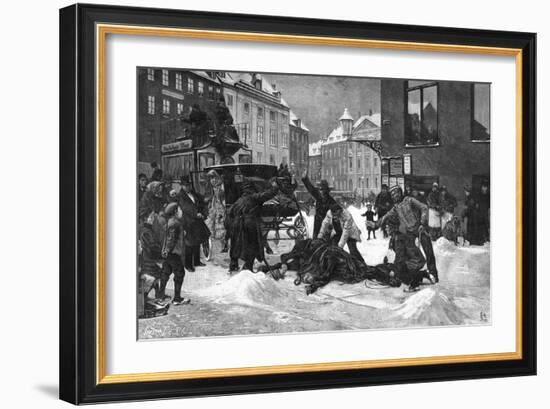 Cabhorse Slips on Ice-Erik Henningsen-Framed Art Print