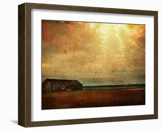 Cabin alongside River in Copper Field-Jan Lakey-Framed Photographic Print