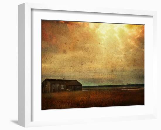 Cabin alongside River in Copper Field-Jan Lakey-Framed Photographic Print