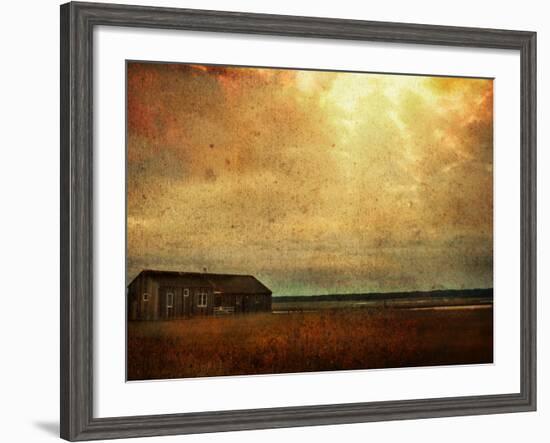 Cabin alongside River in Copper Field-Jan Lakey-Framed Photographic Print