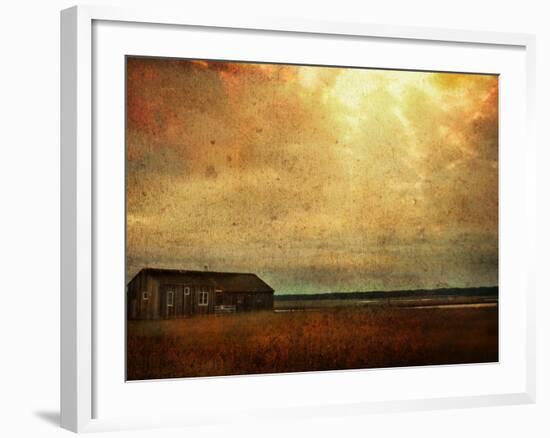 Cabin alongside River in Copper Field-Jan Lakey-Framed Photographic Print