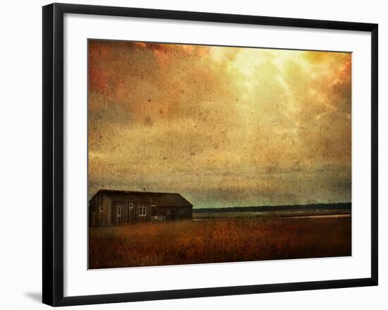 Cabin alongside River in Copper Field-Jan Lakey-Framed Photographic Print