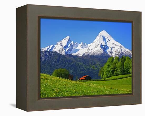 Cabin Below Watzmann Mountain in Bavarian Alps-Walter Geiersperger-Framed Premier Image Canvas