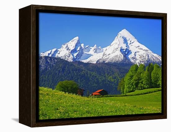 Cabin Below Watzmann Mountain in Bavarian Alps-Walter Geiersperger-Framed Premier Image Canvas