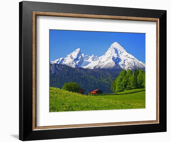 Cabin Below Watzmann Mountain in Bavarian Alps-Walter Geiersperger-Framed Photographic Print