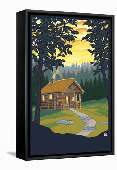 Cabin in the Woods-Lantern Press-Framed Stretched Canvas