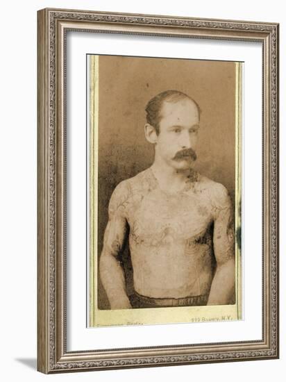 Cabinet Card of a Tattooed Man, C.1899-Charles Eisenmann-Framed Photographic Print