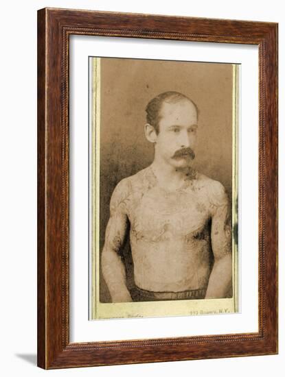 Cabinet Card of a Tattooed Man, C.1899-Charles Eisenmann-Framed Photographic Print