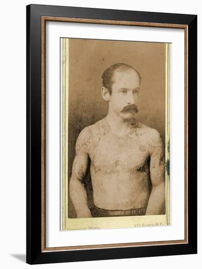 Cabinet Card of a Tattooed Man, C.1899-Charles Eisenmann-Framed Photographic Print