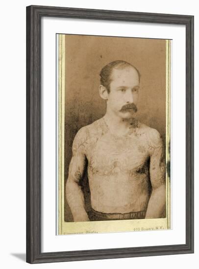 Cabinet Card of a Tattooed Man, C.1899-Charles Eisenmann-Framed Photographic Print