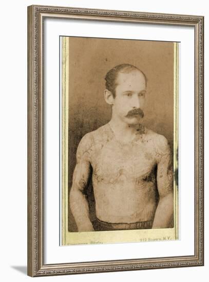 Cabinet Card of a Tattooed Man, C.1899-Charles Eisenmann-Framed Photographic Print