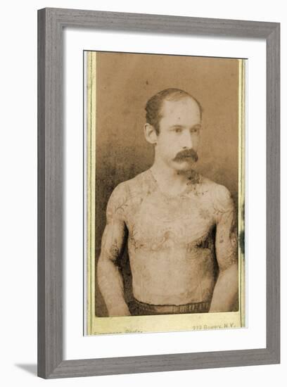 Cabinet Card of a Tattooed Man, C.1899-Charles Eisenmann-Framed Photographic Print