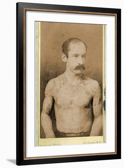 Cabinet Card of a Tattooed Man, C.1899-Charles Eisenmann-Framed Photographic Print