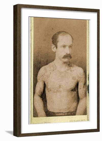 Cabinet Card of a Tattooed Man, C.1899-Charles Eisenmann-Framed Photographic Print