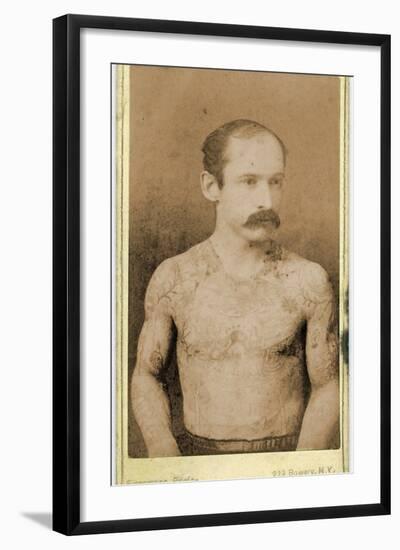 Cabinet Card of a Tattooed Man, C.1899-Charles Eisenmann-Framed Photographic Print