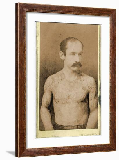 Cabinet Card of a Tattooed Man, C.1899-Charles Eisenmann-Framed Photographic Print