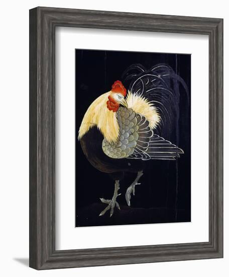 Cabinet in Lacquer with Decoration Depicting Birds and Flowers-null-Framed Giclee Print