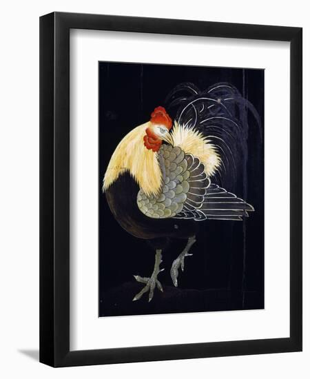 Cabinet in Lacquer with Decoration Depicting Birds and Flowers-null-Framed Giclee Print