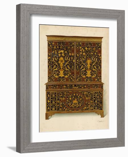 Cabinet Press Inlaid with Marqueterie, Property of the Marquess of Exeter-Shirley Charles Llewellyn Slocombe-Framed Giclee Print