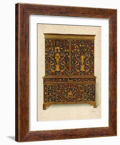 Cabinet Press Inlaid with Marqueterie, Property of the Marquess of Exeter-Shirley Charles Llewellyn Slocombe-Framed Giclee Print